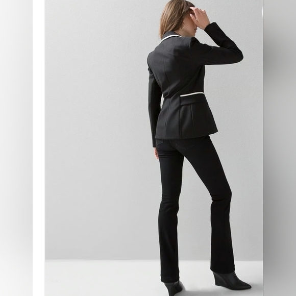 White House Black Market Signature Blazer Contrast Trim Tuxedo Style Jacket - Picture 3 of 6